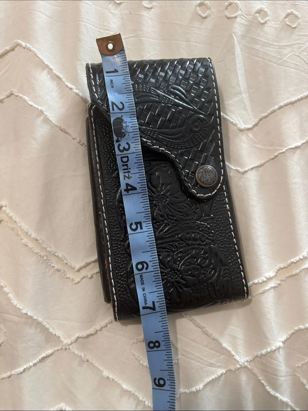 Men's Black Tooled Leather Wallet Phone Case - Classic Bifold Style